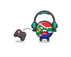 south africa flag gamer mascot is angry vector