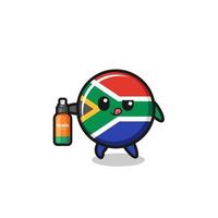 cute south africa flag holding mosquito repellent vector