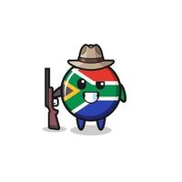 mascota del cazador de la bandera de sudáfrica que sostiene un arma vector