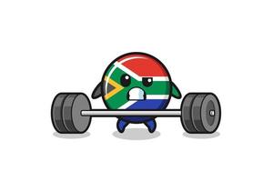 dibujos animados de la bandera de sudáfrica levantando una barra vector