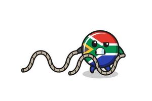 illustration of south africa flag doing battle rope workout vector