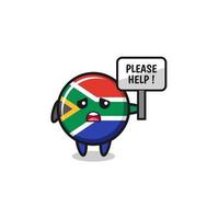 cute south africa flag hold the please help banner vector