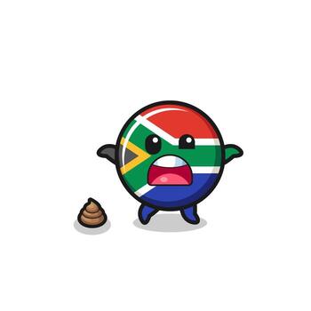 south africa flag earth surprised to meet poop vector