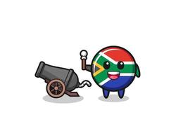 cute south africa flag shoot using cannon vector