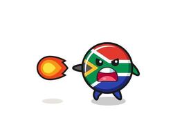 cute south africa flag mascot is shooting fire power vector
