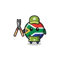 cute south africa flag as gardener mascot vector