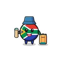 south africa flag mascot character as hiker vector