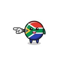 south africa flag cartoon with pointing left gesture vector