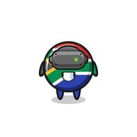 cute south africa flag using VR headset vector