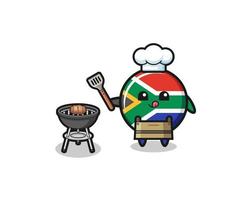 chef de barbacoa de bandera de sudáfrica con parrilla vector