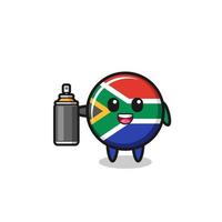 la linda bandera de sudáfrica como un bombardero de graffiti vector