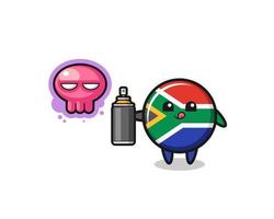 dibujos animados de la bandera de sudáfrica hacer un graffiti con una pintura en aerosol vector
