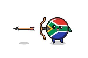 illustration of south africa flag character doing archery vector