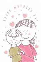 Happy mother and son Happy mothers day card Vector