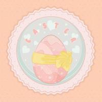 Pastry colored label with an easter egg and a ribbon Easter Vector