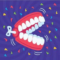 Isolated teeth funny toy April fool day template Vector