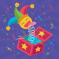 Isolated surprise box with a jester hat April fool template Vector