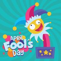 Isolated surprise box toy with a jester hat April fools day template Vector