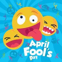 Group of emotes laughing April fools day template Vector