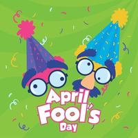 Pair of funny faces with glasses and nose April fool template Vector