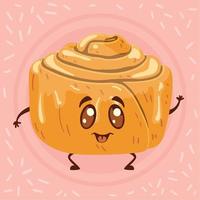 Isolated happy cute muffin cartoon character Bakery pattern background Vector