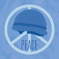 Isolated military helmet on a peace symbol Peace concept Vector