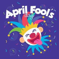 Isolated happy jester with a smile and a hat April fool day template Vector