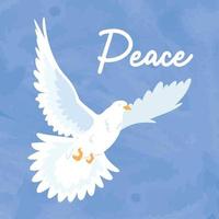 Flying white pigeon Blue peace background concept Vector