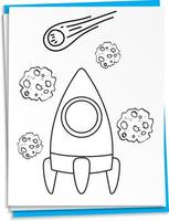 Hand drawn rocket on paper vector