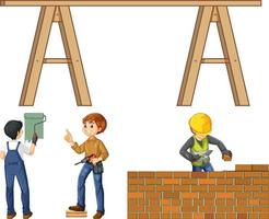 Construction worker set with men at work vector