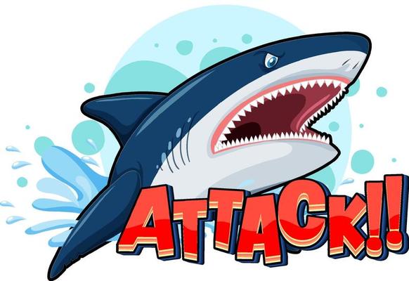 A Marine logo with big blue shark and Attack text