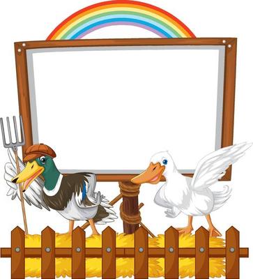 Sign board with animal farm on white background