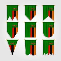 Zambia flag in different shapes vector