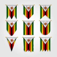 bandera de zimbabwe en diferentes formas vector