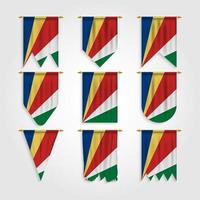 bandera de seychelles en diferentes formas vector