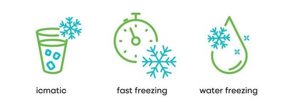 Fast freezing icon. It is the clock and dot point icon. This symbol is the symbol for the freezing point of water. Colorful snowflake icon. Editable Stroke. Logo, web and app. vector