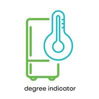 grado de refrigerador e icono de aire acondicionado. indicador de grado. este símbolo es el símbolo del refrigerador. colorido icono del botón del refrigerador. trazo editable. logotipo, web y aplicación. vector