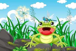 Frog living in nature vector