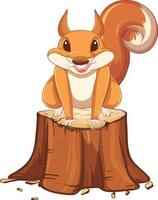 Cute squirrel sitting on log vector