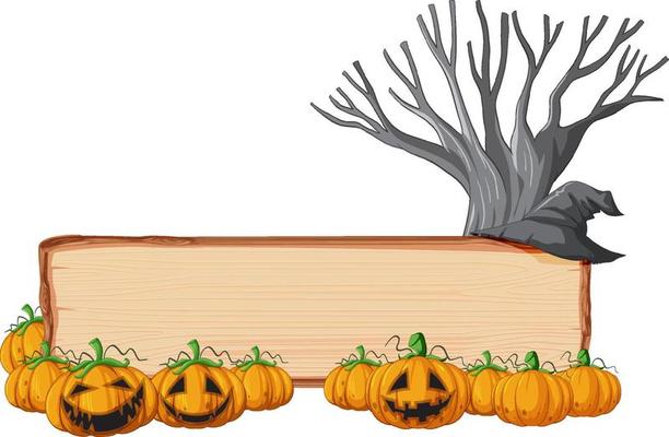 Isolated wooden banner with witch theme