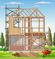 Cartoon scene of building construction site vector