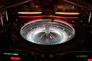 Casino machines in the entertainment area at night photo