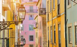 Typical architecture and colorful buildings of Lisbon historic center photo