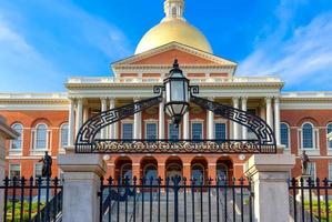 Massachusetts Old State House in Boston historic city center, located close to landmark Beacon Hill and Freedom Trail photo