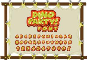 Font design for english alphabets in dinosaur character on canvas board vector