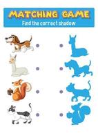 Worksheet design for matching animals vector
