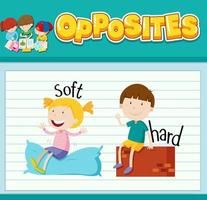 Education word card of English opposites word vector