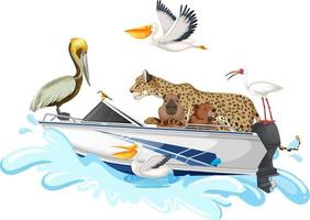 Many animals on the boat vector