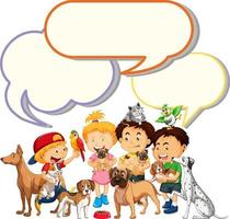 Speech bubble design with kids and pets vector