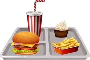 Fast food set in a tray vector